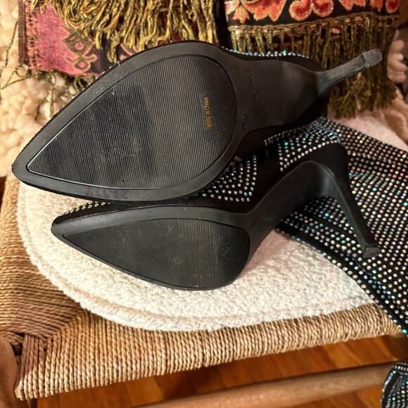 Anne Michelle Rhinestone Pointy Toe OTK Stiletto Heeled Boots Size 10 - Picture 5 of 8